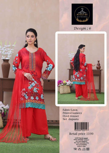 Style By Satrangi – Premium Lawn 3 Piece Suit (Design 6)