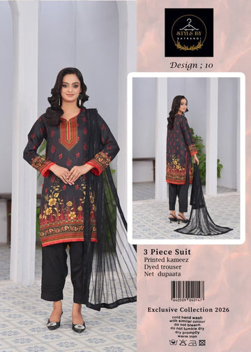 Style By Satrangi – Premium 3 Piece Printed Suit (Design 10)